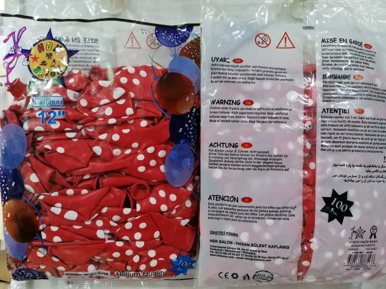 12'' PUANTİYELİ KIRMIZI/BEYAZ BASKILI BALON (HBK)