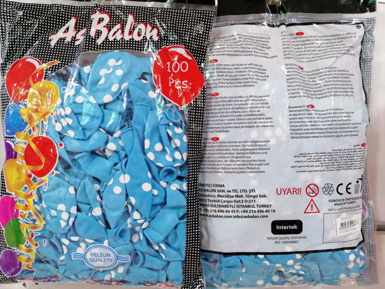 12''PUANTİYELİ MAVİ BASKILI BALON (AS BALON)