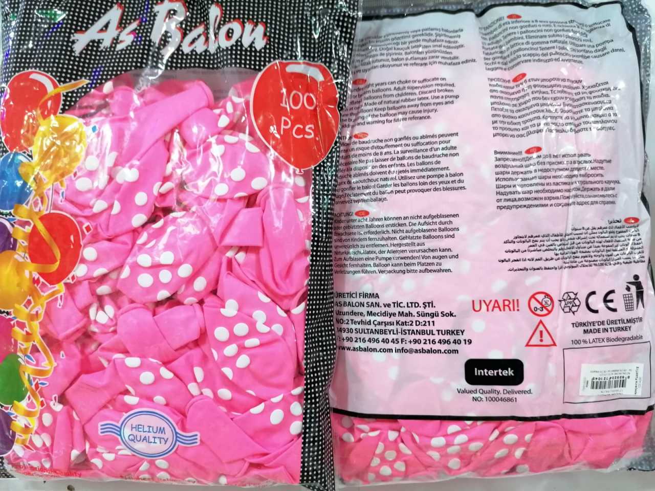 12'' PUANTİYELİ PEMBE BASKILI BALON (AS BALON)