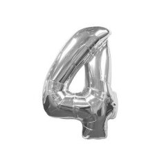 4- HARF 40 İNC GÜMÜŞ RENK BALON 100 CM