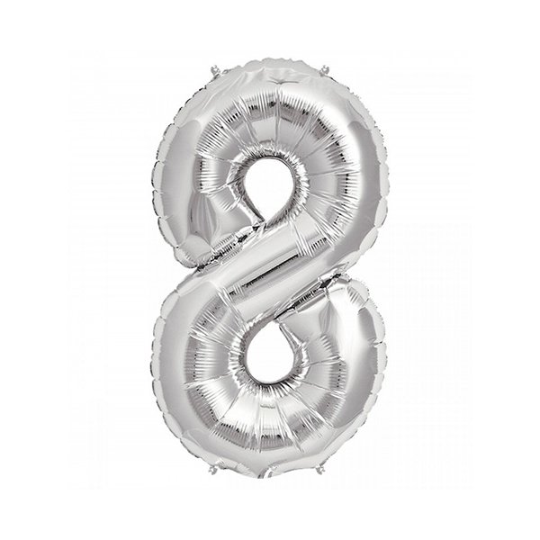 8- HARF 40 İNC GÜMÜŞ RENK BALON 100 CM