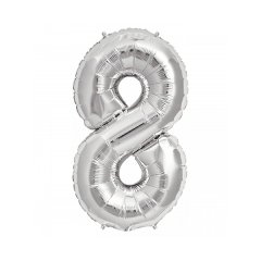 8- HARF 40 İNC GÜMÜŞ RENK BALON 100 CM