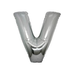 V- HARF 40 İNC GÜMÜŞ RENK BALON 100 CM