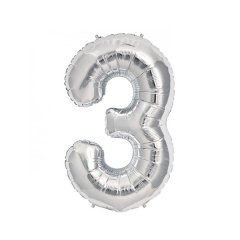 3- HARF 16 İNC GÜMÜŞ RENK BALON 36 CM