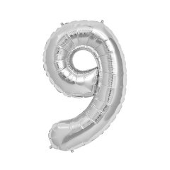 9- HARF 16 İNC GÜMÜŞ RENK BALON 36 CM