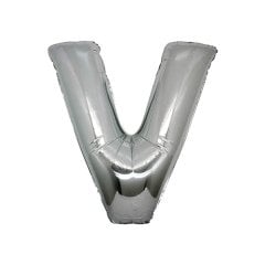 V- HARF 16 İNC GÜMÜŞ RENK BALON 36 CM