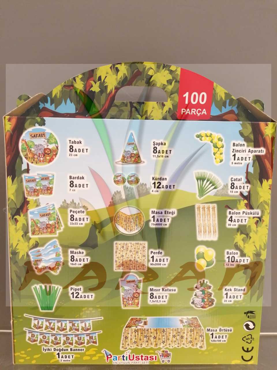 SAFARİ KONSEPT PARTİ SETİ 100 PARÇA