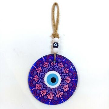Desenli Nazar Boncuğu No:7 Cam 15 cm