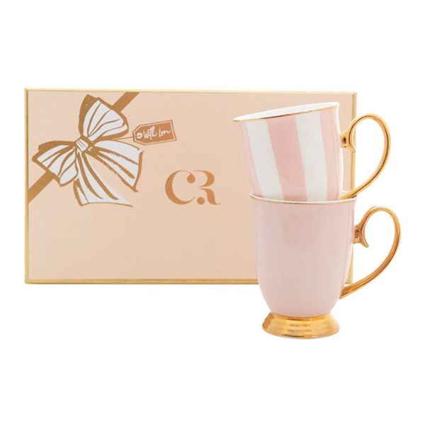 Cristina Re Blush Stripe & Blush Mug Set of 2