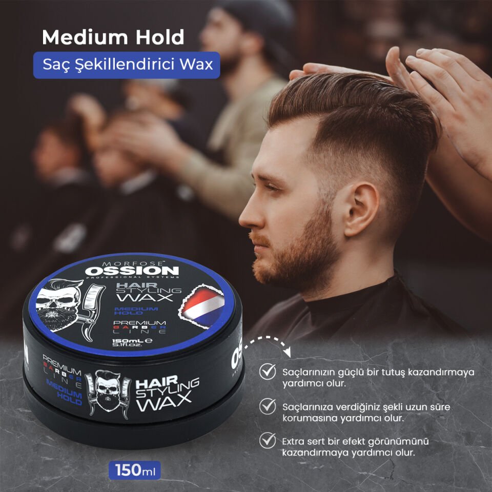 OSSION PREMIUM BARBER LINE WAX JEL MEDIUM HOLD 150ML