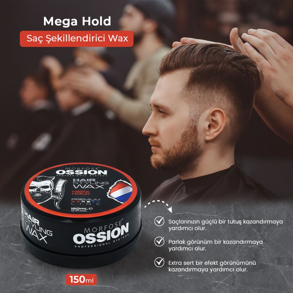 OSSION PREMIUM BARBER LINE WAX JEL MEGA HOLD 150ML