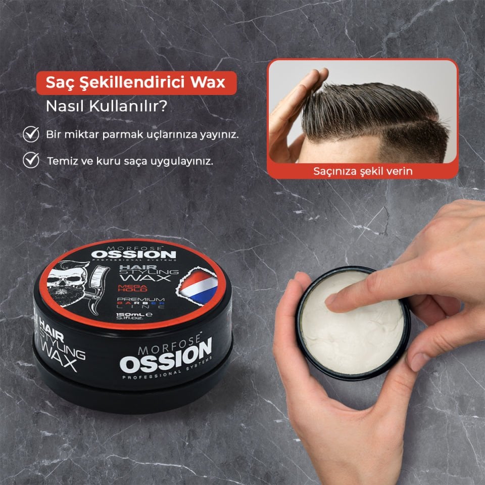 OSSION PREMIUM BARBER LINE WAX JEL MEGA HOLD 150ML