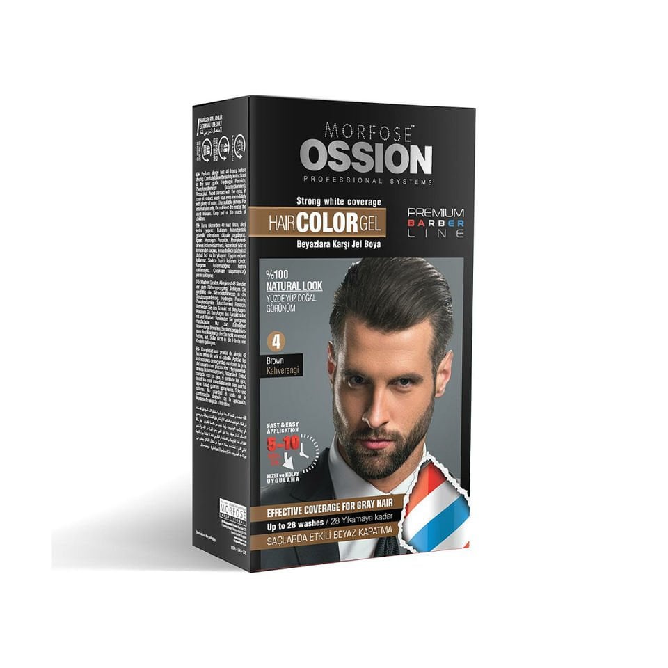 OSSION PR.BARBER ERKEK SAÇ JEL BOYA KAHVE NO:4 KIT 40 ML