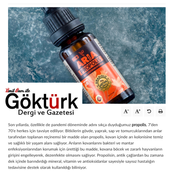 Dünyanın en kaliteli propolis toplayıcısı Kafkas Arıları Tarafından Üretilen Aria Propolis tüketicilerle buluşuyor.