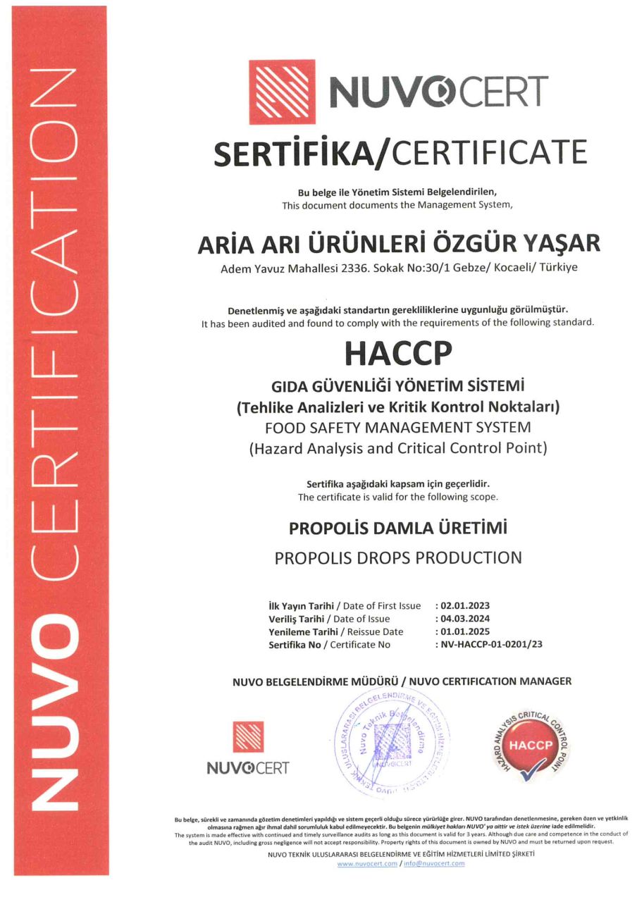 HACCP Gıda Güvenliği Yönetim Sistemleri Sertifikası