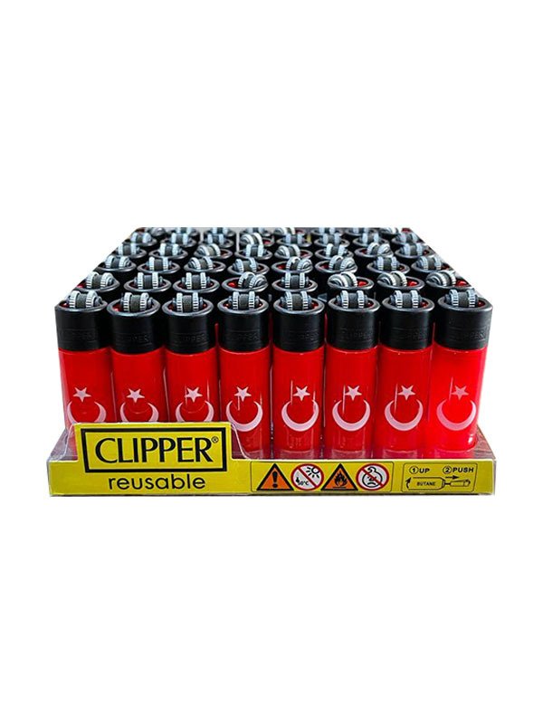 CLİPPER POCKERT 48 ADET TAŞLI  ÇAKMAK TÜRK BAYRAĞI DESENLİ