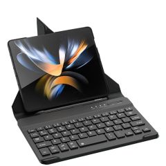 Samsung Galaxy Z Fold 2 uyumlu Klavyeli Kılıf Bluetooth Keyboard Set Standlı Kalem Bölmeli