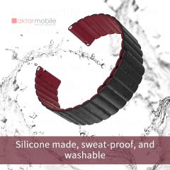 Galaxy Watch 5 Pro 45 mm uyumlu Magnetik Silikon Kordon Çift Renkli Mıknatıslı Premium Kayış