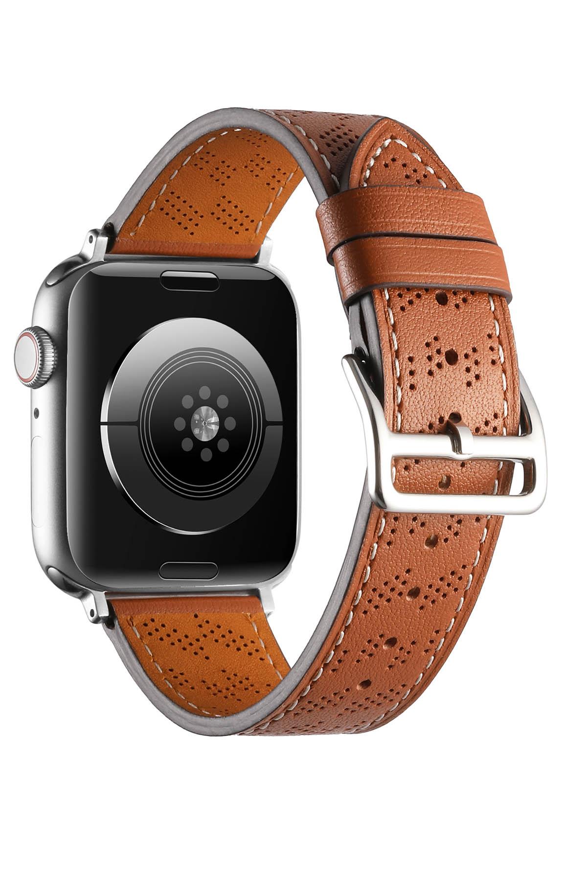 Apple Watch 10 42 mm uyumlu Suni Deri Kordon Kayış Watch Band / Strap