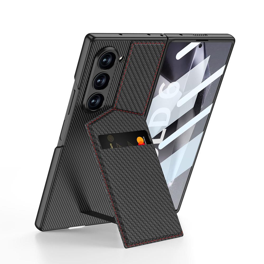 Samsung Galaxy Z Fold 6 uyumlu Kartlıklı Kılıf Yatay Dikey Standlı Kamera Korumalı Premium Kapak