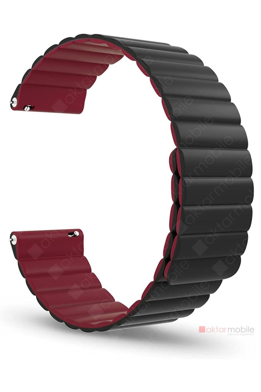 Galaxy Watch Active2 40 / 44 mm uyumlu Magnetik Silikon Kordon Çift Renkli Mıknatıslı Premium Kayış