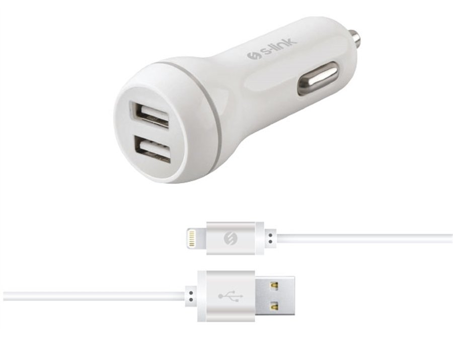 S-LINK SWAPP SW-C630 IPAD/IPHONE 2100MA 2 USB LUKS KABLO VE ARAC SARJ ADAPTORU