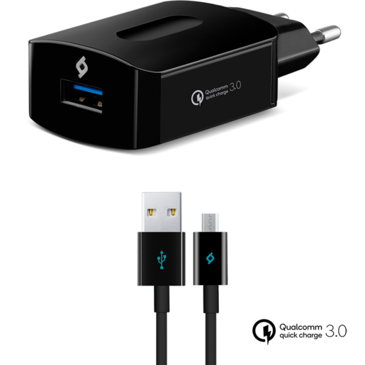 Ttec 2scqc01ms Speedcharger Qc 3.0 Siyah Seyahat Şarj Cihazı Ve Micro Usb Kablo