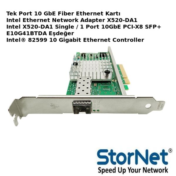 Ethernet Kartı intel X520-DA1 Tek Port 10GbE SFP+ | StorNET