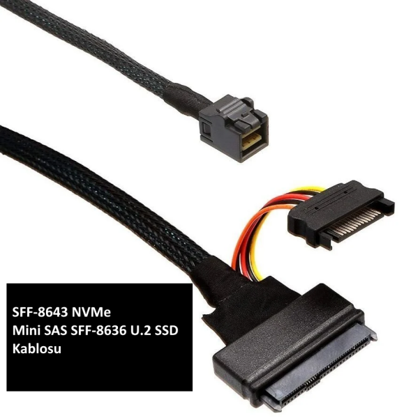 SFF8643 NVMe Mini SAS SFF8639 U.2 SSD Kablosu