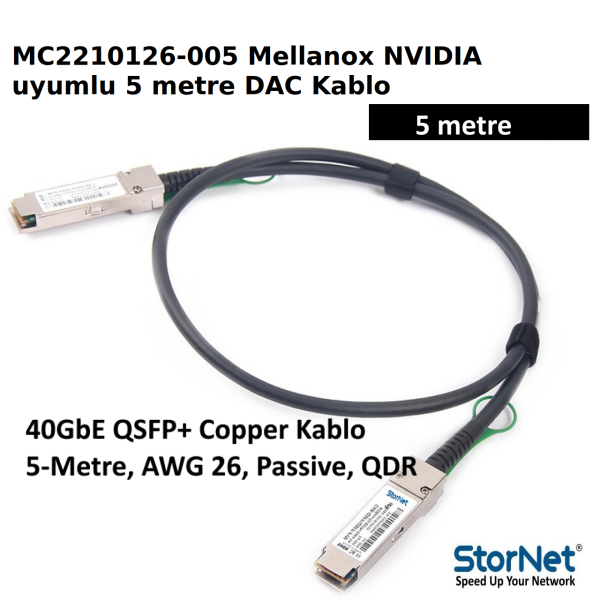 Dac Kablo NVIDIA Mellanox 40GbE QSFP - 5 Metre | StorNET
