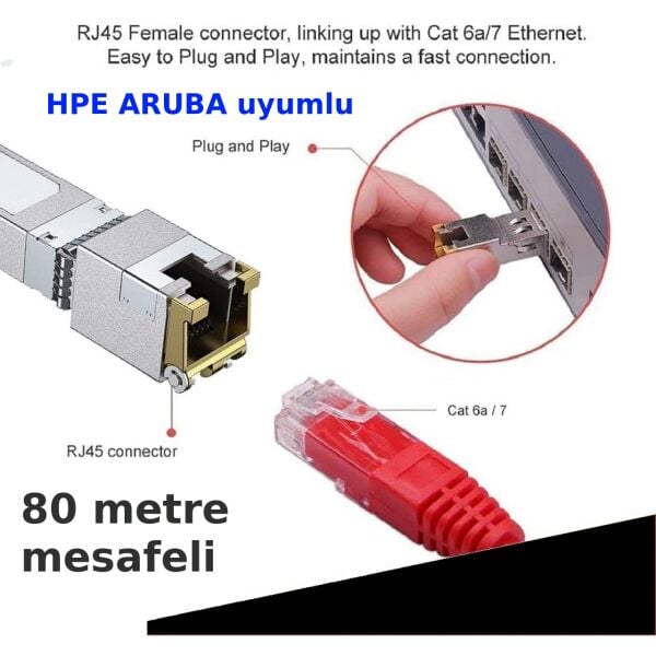 10G SFP+ RJ45 Modül 80 metre (HPE Aruba) uyumlu