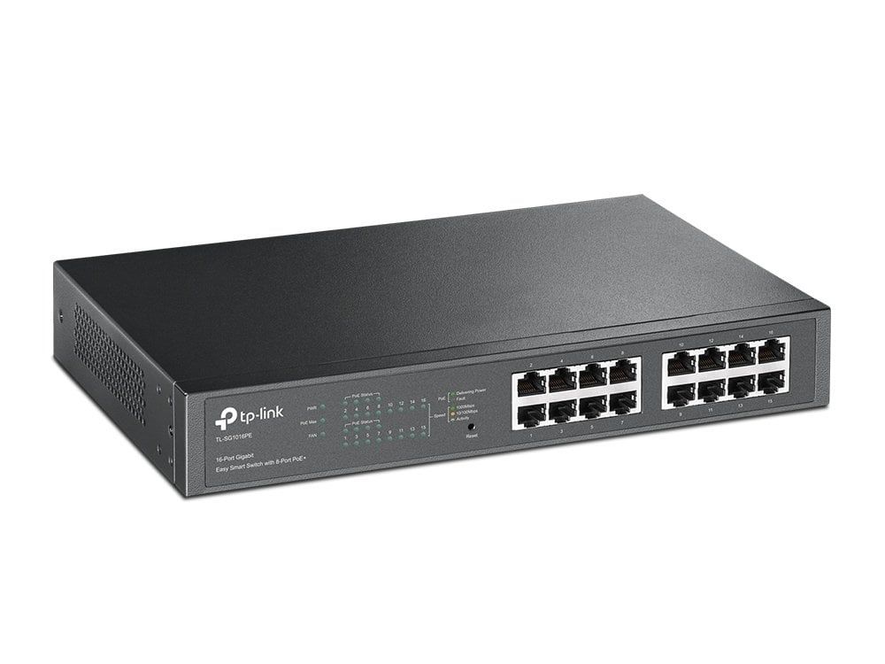 TP-LINK TL-SG1016PE 16-Port Gigabit Easy Smart 8 Port PoE Destekli Switch