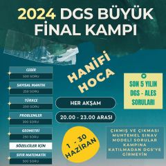 2024 DGS BÜYÜK FİNAL KAMPI (SINAV MODELİ SORULARLA FULL TEKRAR KAMPI) (1-30 Haziran) - TOPLAM 2000 SORU