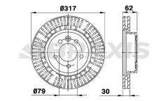 Braxis FREN DISKI ON DISCOVERY 3 05-09 DISCOVERY 4 10-16 2.7 V6 DIZEL RANGE ROVER SPORT 4.4 V8 PETROL