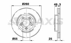 Braxis ON FREN DISK (AYNASI) TOYOTA AVENSIS 97>02 (260X5)