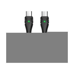 Mcdodo CA-6661 Type-C To Type-C Pd Qc4.0 LED Işıklı Örgü Kablo 2m 3A Siyah