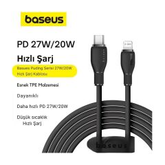 Baseus Süper Hızlı 1.2mt 20W Type-C To Iphone Şarj Kablosu, Akım ve Isı Korumalı, Esnek Kopmaz Bozulmaz Kablo