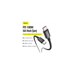 Baseus Super Şarj 1mt 100W Type-C To Type-C Şarj Data Kablosu Laptop Notebook Macbook Pro Şarj Kablo    HBCV00004D10UE