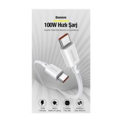 Baseus Super Şarj 1mt 100W Type-C To Type-C Şarj Data Kablosu Laptop Notebook Macbook Pro Şarj Kablo