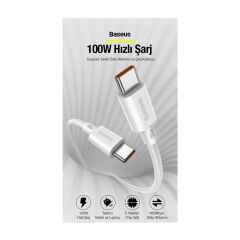 Baseus Super Şarj 1mt 100W Type-C To Type-C Şarj Data Kablosu Laptop Notebook Macbook Pro Şarj Kablo