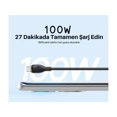 Baseus Mega Hızlı 1.2mt 100W Type-C Şarj Kablosu, Akım ve Isı Korumalı Type C Kablo, Pc, Telefon, Tablet Şarjı  HBCV000066R093