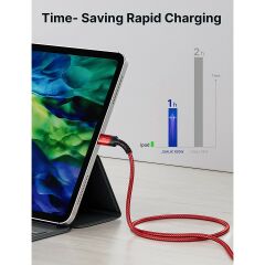 Jsaux 100w 2 Metre 5 Amper Süper Hızlı Type-C to Type-C Şarj Ve Data Kablosu - Kırmızı - cc0020