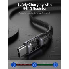 Jsaux Premium CC0008 3 Amper 60 WATT 1 Metre Type-C Süper Hızlı Şarj ve Data Aktarım Kablosu / iPhone 15 serisi uyumlu