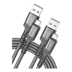 Jsaux Micro USB 2 Metre 2.4A Hızlı Şarj ve Data Kablosu cc0023 Gri 2 Metre
