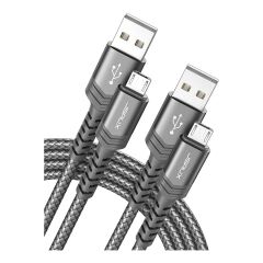 Jsaux Micro USB 2 Metre 2.4A Hızlı Şarj ve Data Kablosu cc0023 Gri 2 Metre