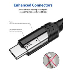 Jsaux CC0001  USB To Type-C Hızlı 3 Amper Şarj ve 480MBPS Data Aktarım Kablosu iphone 15 serisi uyumlu 1 metre siyah