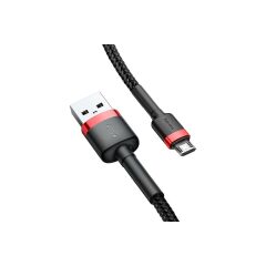 Baseus CAMKLF-A91 Cafule Micro USB 2.4A Data ve Şarj Kablosu 0.5m - Kırmızı - Siyah