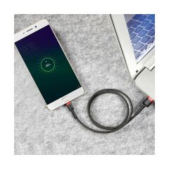 Baseus CAMKLF-A91 Cafule Micro USB 2.4A Data ve Şarj Kablosu 0.5m - Kırmızı - Siyah