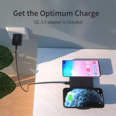 Choetech 10W Çift Cihaz Destekli 3A Hızlı Kablosuz Şarj Cihazı Siyah T535-S