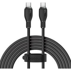 Baseus Pudding Serisi Type-C to Type-C 100 Watt Süper Hızlı , Android Uyumlu , İPhone 15 , Macbook , iPad  Serileriyle Uyumlu 100W PD Hızlı Şarj ve Data Aktarım Kablosu Siyah